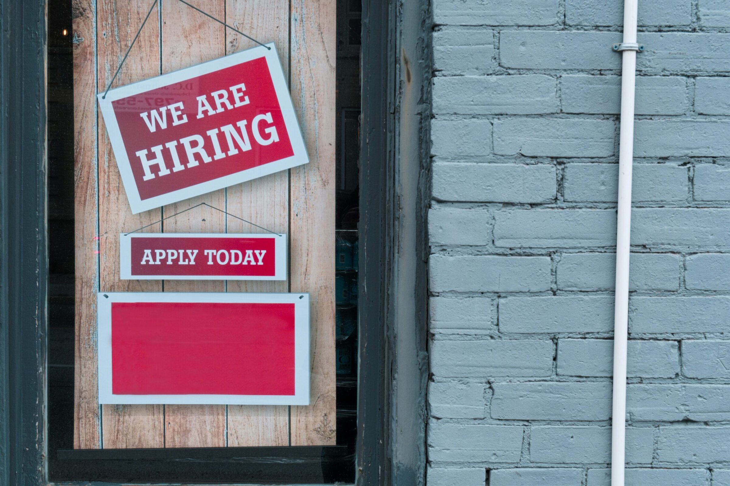now hiring signs