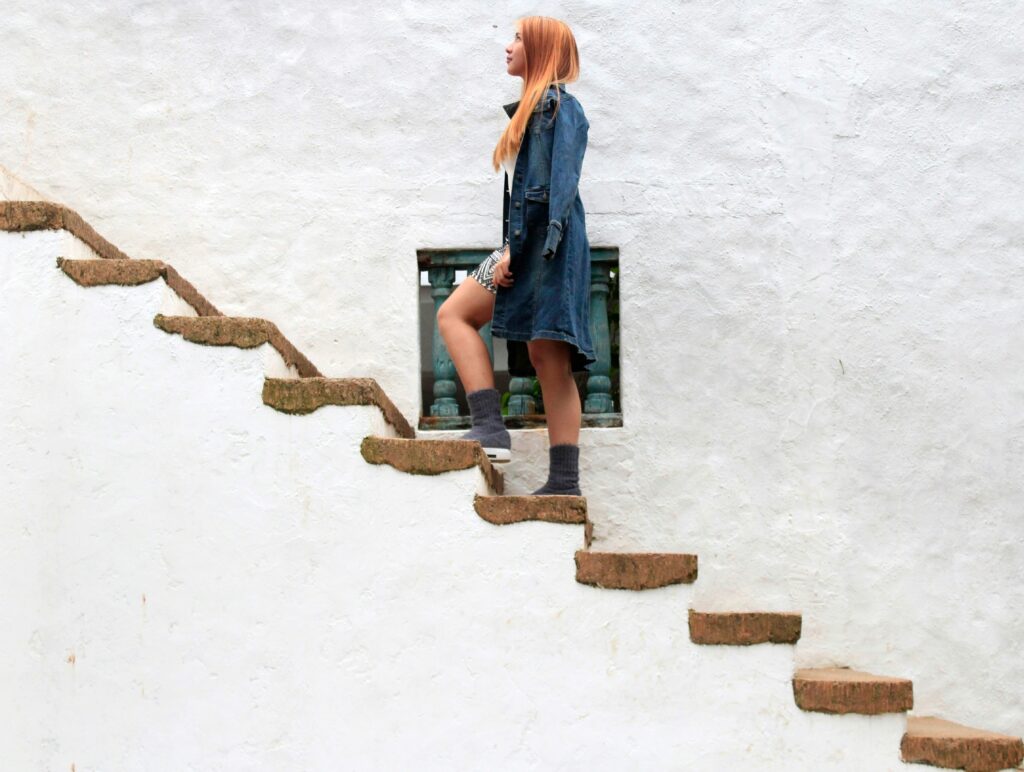 climbing stairs